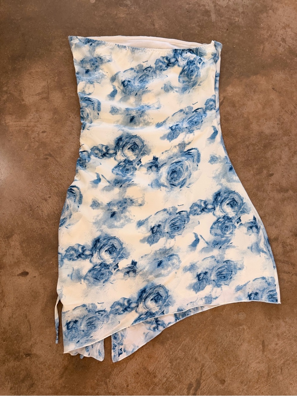 L.A. Hearts Pacsun Blue Floral Strapless Ruched Mini Dress NWT Size S - Picture 2 of 12